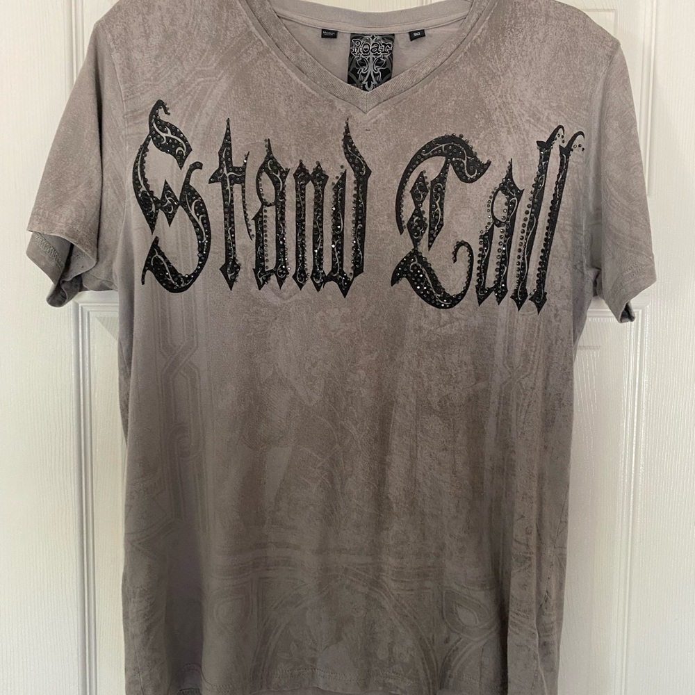 Roar Stand Tall Gray V-Neck Tee